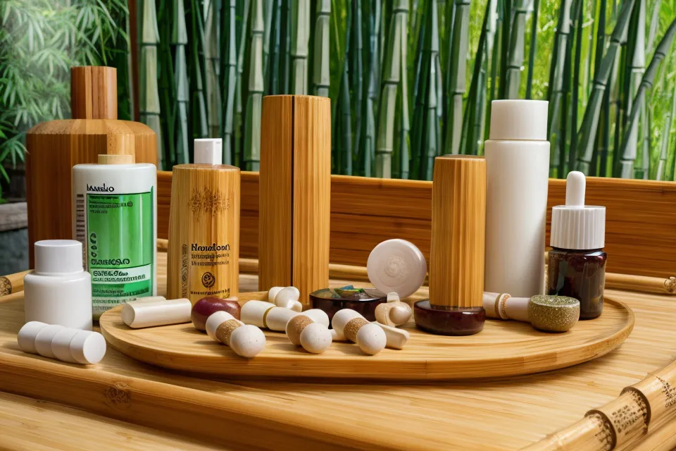 A yoga teacher's feet on a mat next to a foot care spray used in a holistic nail health routine