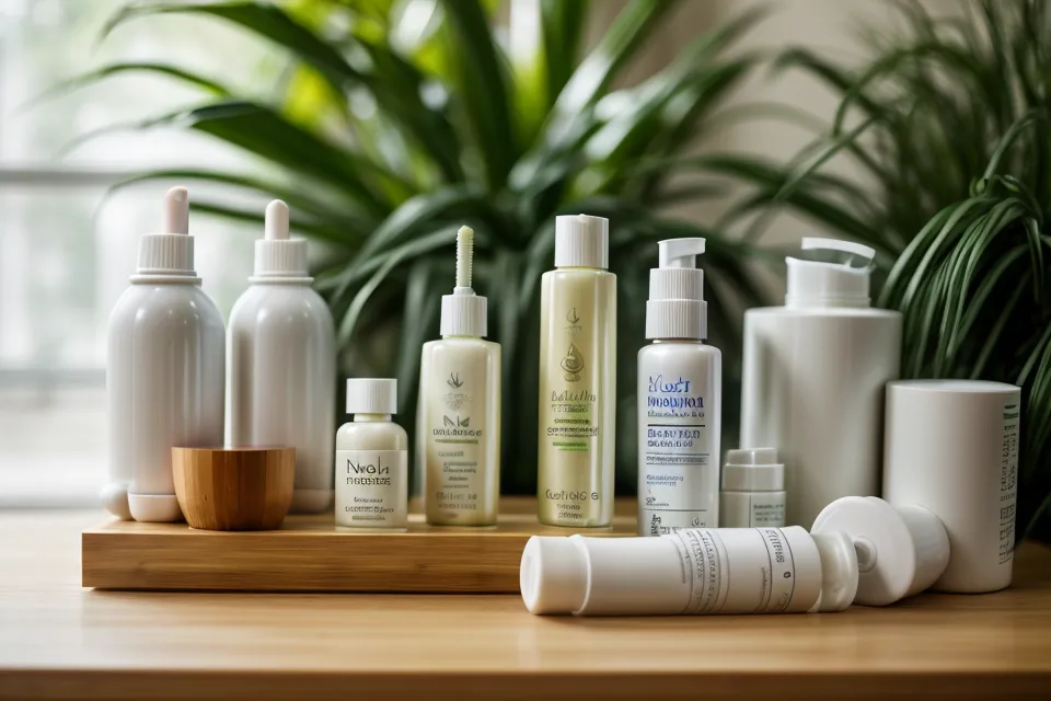 Natural nail care oil and dry brush used for at-home foot care between yoga classes