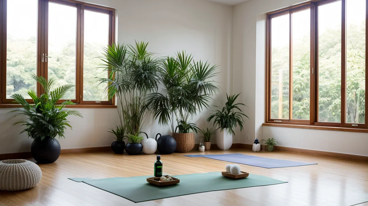 Natural foot care and nail health for a barefoot yoga instructor — bare feet mid-practice on a studio floor